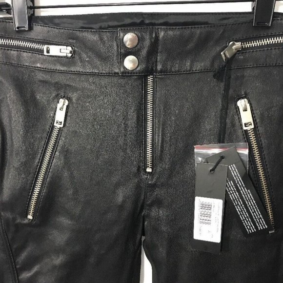 NWT $998 Diesel 'L-Elide' Leather Pants w/ Zipper-Detail in‎ Black [SZ 26 ] - Picture 4 of 13